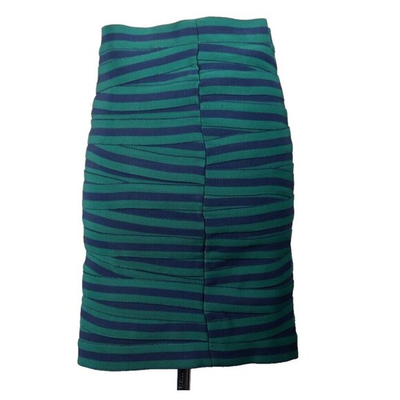 Boy. Band of Outsiders Womens US2 Blue Green Striped Draped Pencil Skirt Stretch - Picture 4 of 6